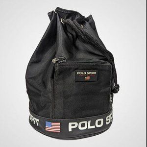 RALPH LAUREN POLO SPORT BLACK VINTAGE NYLON DRAWCORD LG BACKPACK. Minimal wear Polo Ralph Lauren | Bags | Vintage Polo Sports Mini Backpack  main image 4